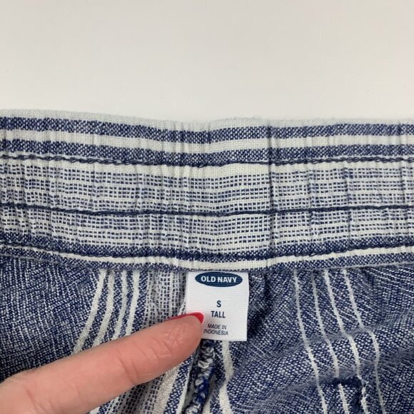 TALL Old Navy Blue Striped Linen Blend Wide Leg Lounge Pant ST - Picture 4 of 7